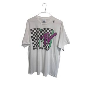 Port & Company MTV Music Television Graphic‎ Tee White T-Shirt 2XL